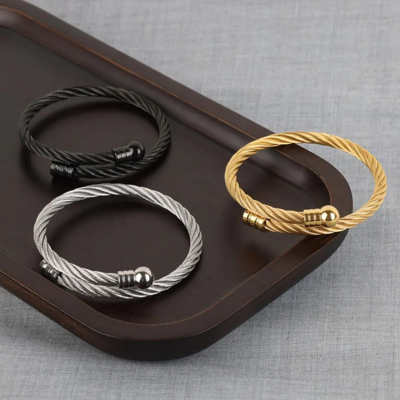 Muška narukvica od nehrđajućeg čelika od titana Hip hop podesiva otvorena manšeta Punk nakit narukvica za muškarce