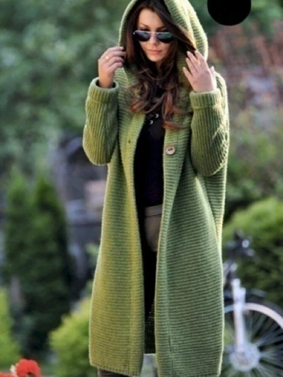 Palton lung, elegant, tricotat, cardigan, pentru femei, cu mânecă lungă, pulover vintage Harajuku cu glugă, haine calde de iarnă pentru femei