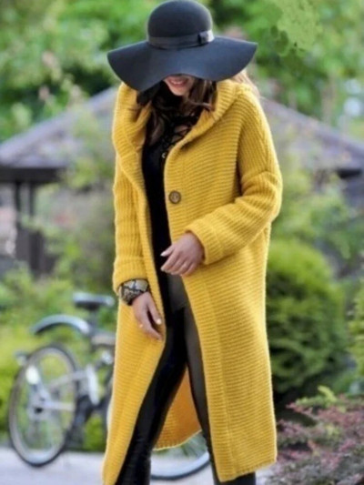 Palton lung, elegant, tricotat, cardigan, pentru femei, cu mânecă lungă, pulover vintage Harajuku cu glugă, haine calde de iarnă pentru femei