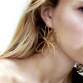 Metalne velike cvijetne šuplje geometrijske naušnice Ženska hiperbola Popularne naušnice s nitnama Nakit za bankete Dodaci