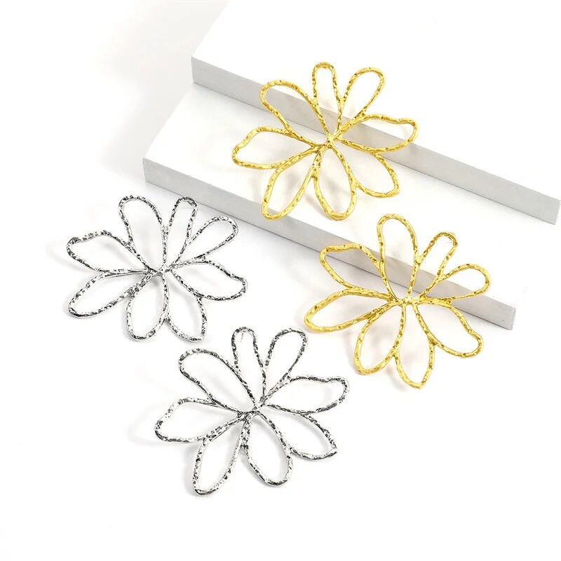 Metalne velike cvijetne šuplje geometrijske naušnice Ženska hiperbola Popularne naušnice s nitnama Nakit za bankete Dodaci