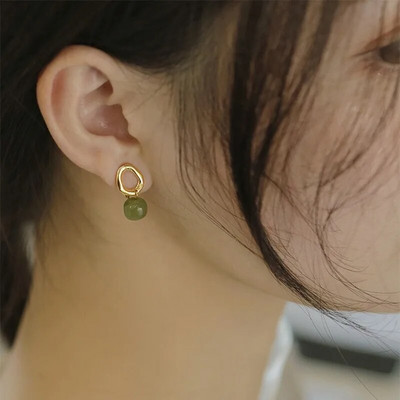 Hetian Jade Ear Line Transfer Seif Sagle Kinietiško stiliaus auskarai Moteriški Vasaros Temperamento Senovinio Style Net Red Dropship