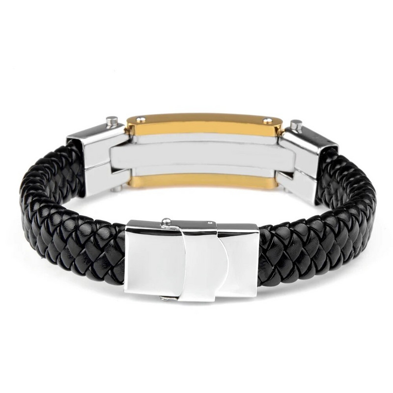 Uued ehtsast nahast punutud käevõrud roostevabast terasest ristmustrilise rihmaga must käevõrud meestele moekingitus