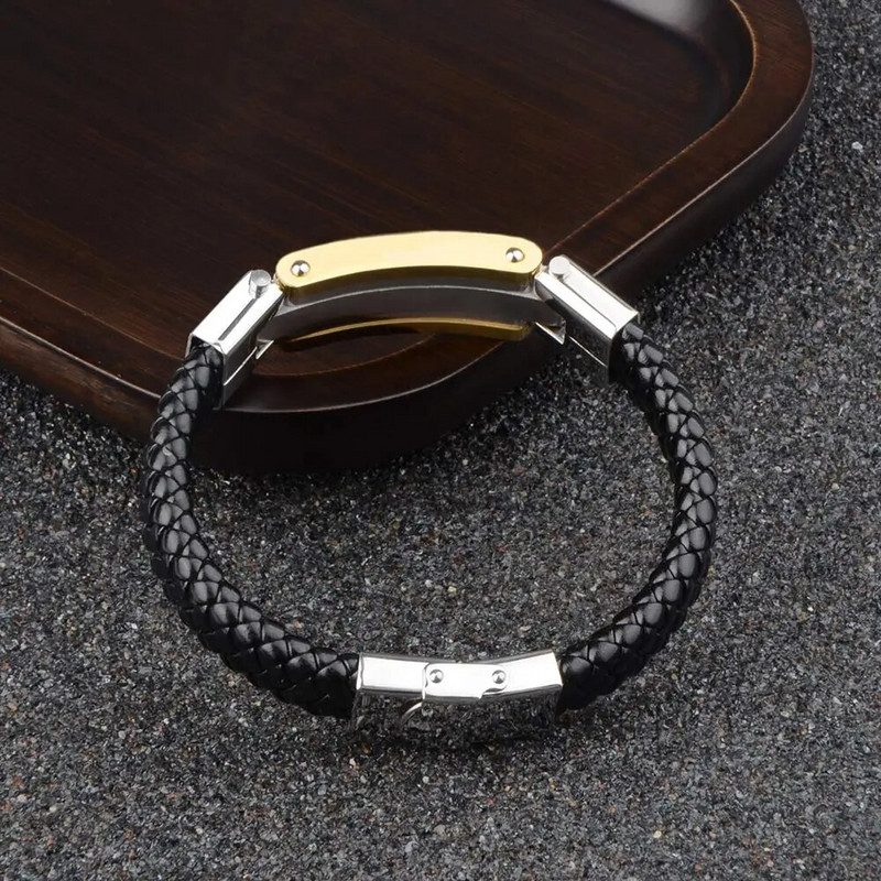 Uued ehtsast nahast punutud käevõrud roostevabast terasest ristmustrilise rihmaga must käevõrud meestele moekingitus