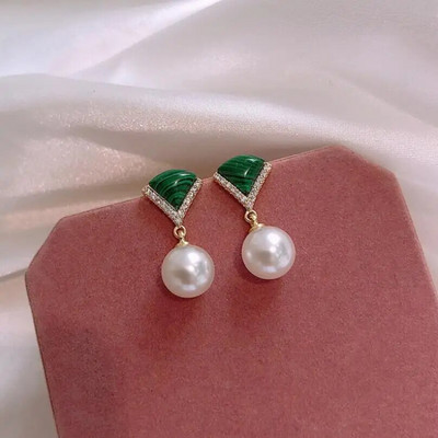 Zelta un sudraba krāsas apaļas pērļu imitācijas auskari sievietēm Luksusa kristāla auskari sieviešu krelles