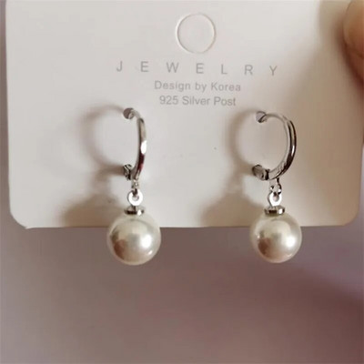 Zelta un sudraba krāsas apaļas pērļu imitācijas auskari sievietēm Luksusa kristāla auskari sieviešu krelles