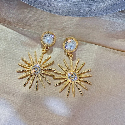 Zelta un sudraba krāsas apaļas pērļu imitācijas auskari sievietēm Luksusa kristāla auskari sieviešu krelles