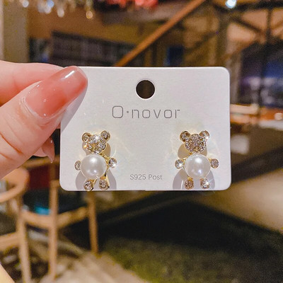 Zelta un sudraba krāsas apaļas pērļu imitācijas auskari sievietēm Luksusa kristāla auskari sieviešu krelles