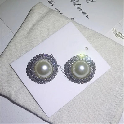 Zelta un sudraba krāsas apaļas pērļu imitācijas auskari sievietēm Luksusa kristāla auskari sieviešu krelles