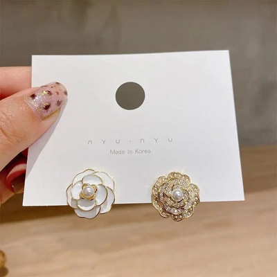 Zelta un sudraba krāsas apaļas pērļu imitācijas auskari sievietēm Luksusa kristāla auskari sieviešu krelles