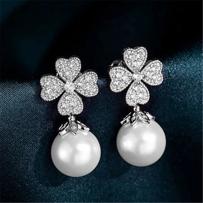 Zelta un sudraba krāsas apaļas pērļu imitācijas auskari sievietēm Luksusa kristāla auskari sieviešu krelles