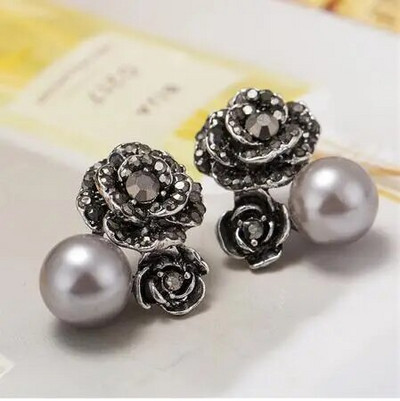 Zelta un sudraba krāsas apaļas pērļu imitācijas auskari sievietēm Luksusa kristāla auskari sieviešu krelles