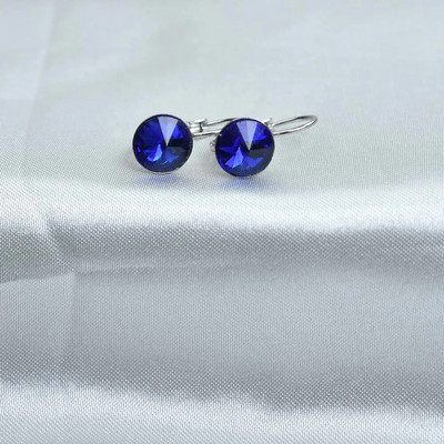 8MM raznobojne okrugle kristalne naušnice Poklon za vjenčanje od nehrđajućeg čelika Plavi geometrijski nakit Bijoux Femme