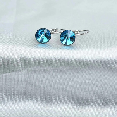 8MM raznobojne okrugle kristalne naušnice Poklon za vjenčanje od nehrđajućeg čelika Plavi geometrijski nakit Bijoux Femme