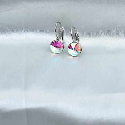 8MM raznobojne okrugle kristalne naušnice Poklon za vjenčanje od nehrđajućeg čelika Plavi geometrijski nakit Bijoux Femme