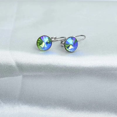 8MM raznobojne okrugle kristalne naušnice Poklon za vjenčanje od nehrđajućeg čelika Plavi geometrijski nakit Bijoux Femme