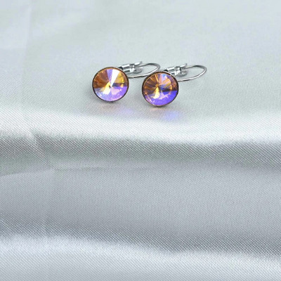 8MM raznobojne okrugle kristalne naušnice Poklon za vjenčanje od nehrđajućeg čelika Plavi geometrijski nakit Bijoux Femme