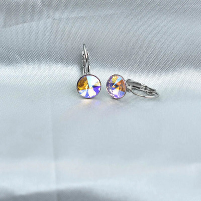 8MM raznobojne okrugle kristalne naušnice Poklon za vjenčanje od nehrđajućeg čelika Plavi geometrijski nakit Bijoux Femme