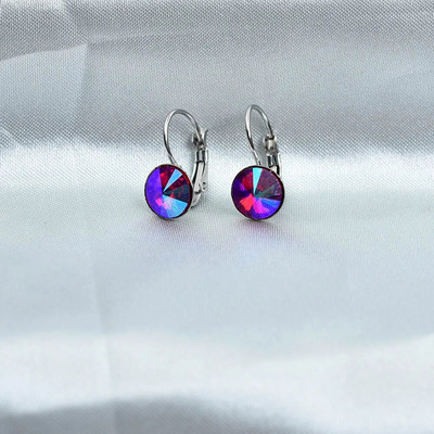 8MM raznobojne okrugle kristalne naušnice Poklon za vjenčanje od nehrđajućeg čelika Plavi geometrijski nakit Bijoux Femme