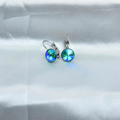 8MM raznobojne okrugle kristalne naušnice Poklon za vjenčanje od nehrđajućeg čelika Plavi geometrijski nakit Bijoux Femme