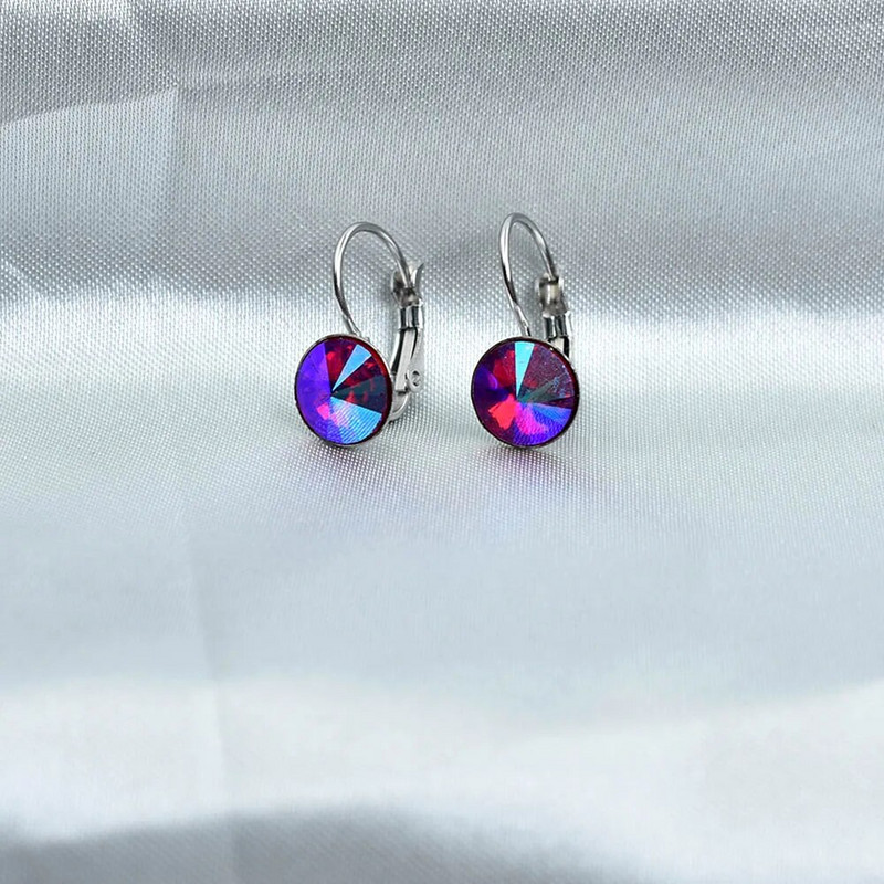 8MM raznobojne okrugle kristalne naušnice Poklon za vjenčanje od nehrđajućeg čelika Plavi geometrijski nakit Bijoux Femme