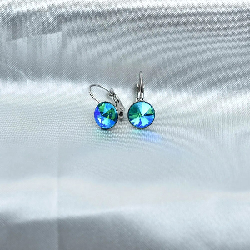 8MM raznobojne okrugle kristalne naušnice Poklon za vjenčanje od nehrđajućeg čelika Plavi geometrijski nakit Bijoux Femme