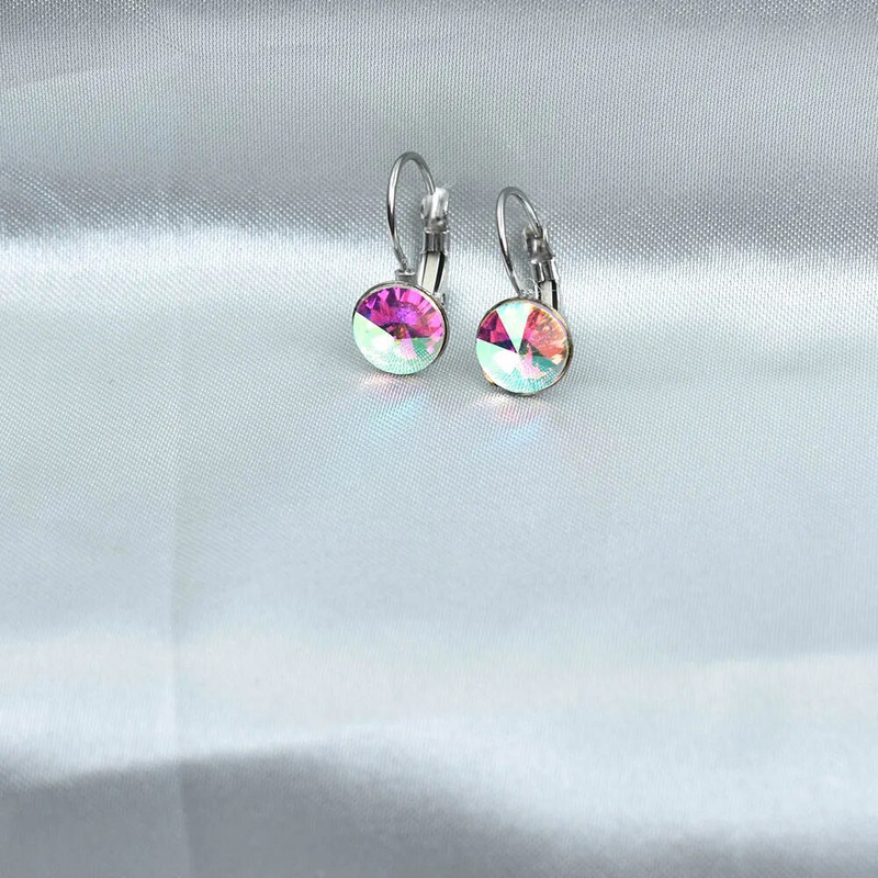 8MM raznobojne okrugle kristalne naušnice Poklon za vjenčanje od nehrđajućeg čelika Plavi geometrijski nakit Bijoux Femme