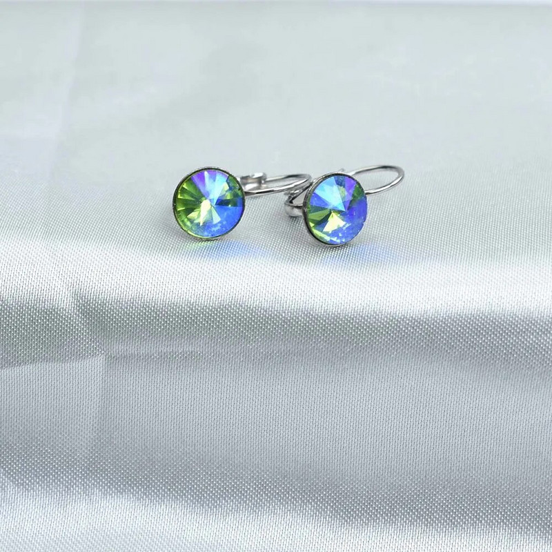 8MM raznobojne okrugle kristalne naušnice Poklon za vjenčanje od nehrđajućeg čelika Plavi geometrijski nakit Bijoux Femme