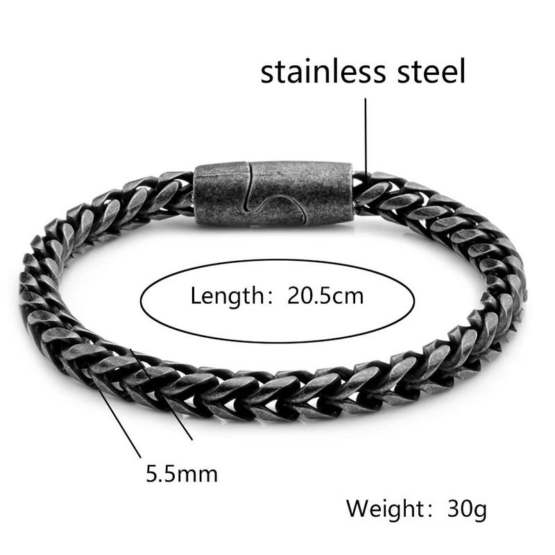 Vintage karika lanca od nehrđajućeg čelika, muška narukvica, ručno izrađene punk rock narukvice, muški ručni nakit, dodatak, poklon za muškarce, dečka