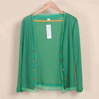 Mujer, pleteni kardigan za zaštitu od sunca, velika veličina 5xl, lagani gornji ženski korejski modni kaput s dvostrukim kopčanjem, dugih rukava u boji slatkiša