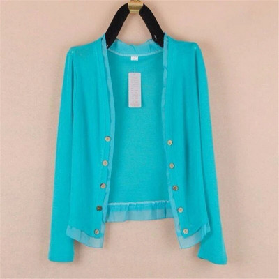 Mujer, pleteni kardigan za zaštitu od sunca, velika veličina 5xl, lagani gornji ženski korejski modni kaput s dvostrukim kopčanjem, dugih rukava u boji slatkiša