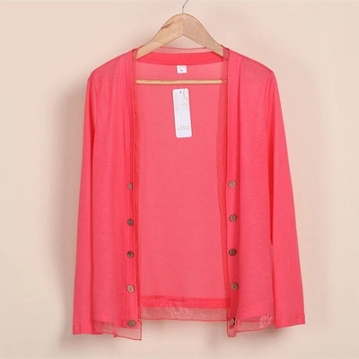 Mujer, pleteni kardigan za zaštitu od sunca, velika veličina 5xl, lagani gornji ženski korejski modni kaput s dvostrukim kopčanjem, dugih rukava u boji slatkiša