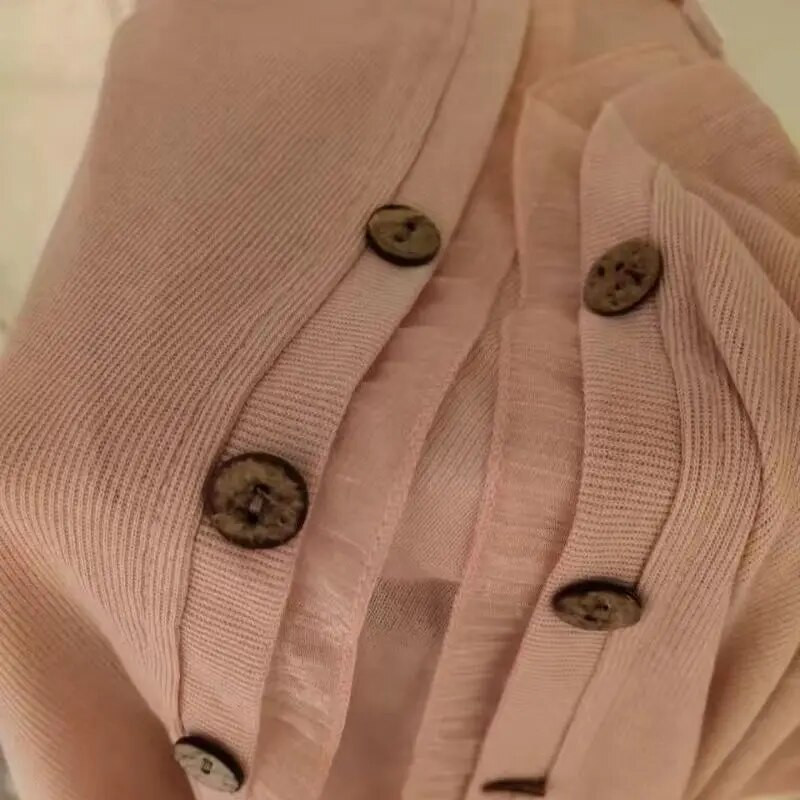 Mujer, pleteni kardigan za zaštitu od sunca, velika veličina 5xl, lagani gornji ženski korejski modni kaput s dvostrukim kopčanjem, dugih rukava u boji slatkiša