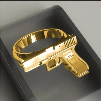 Изящен пръстен с имитация на пистолет, сплав, пръстен с пистолет, полиращ мотоциклет, каубой, моторист, реколта, пънк, мъже, жени, готин пръстен на едро