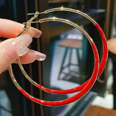 Novi dolazak, jednostavne modne crno-bijele emajlirane velike naušnice s prstenom za žene, istaknuti nakit Pendientes