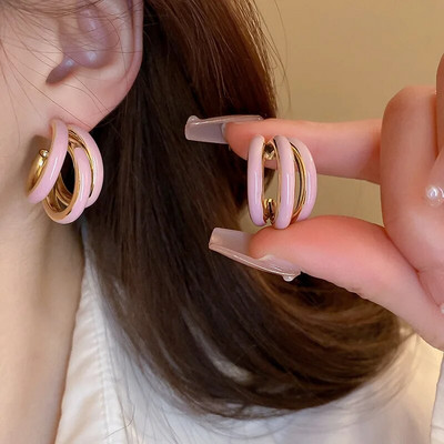 Novi dolazak, jednostavne modne crno-bijele emajlirane velike naušnice s prstenom za žene, istaknuti nakit Pendientes