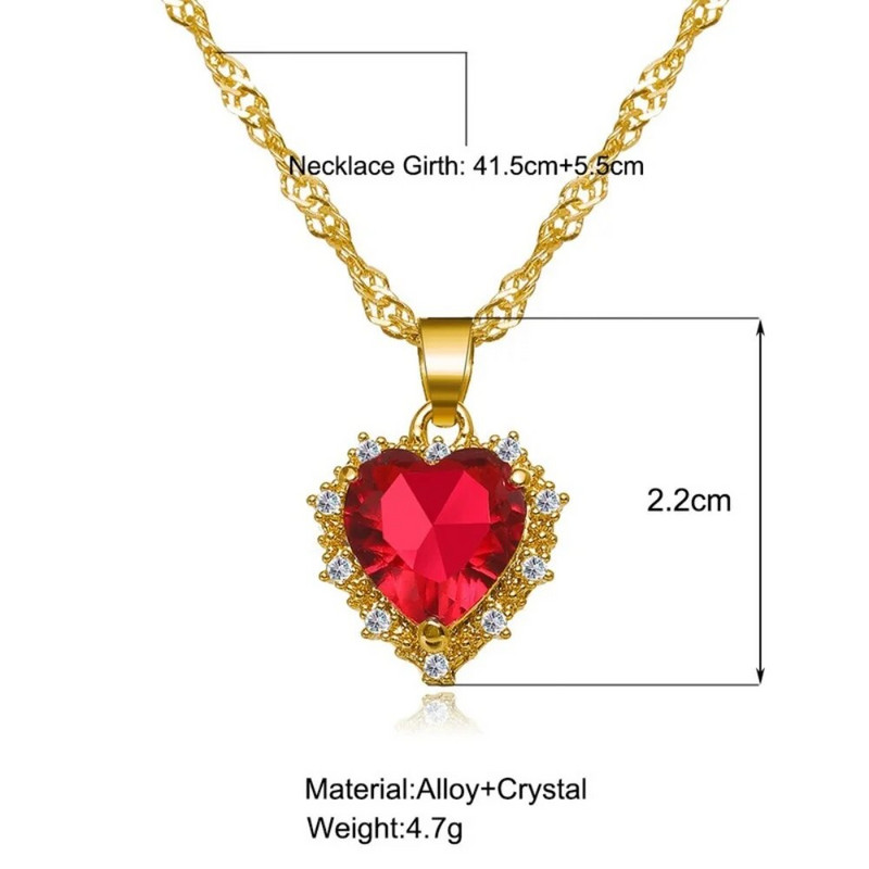Új divatos szív alakú cirkónia nyaklánc nőknek Kiváló minőségű piros szerelmes medál Anyák napi Valentin-napi ajándék ékszerek