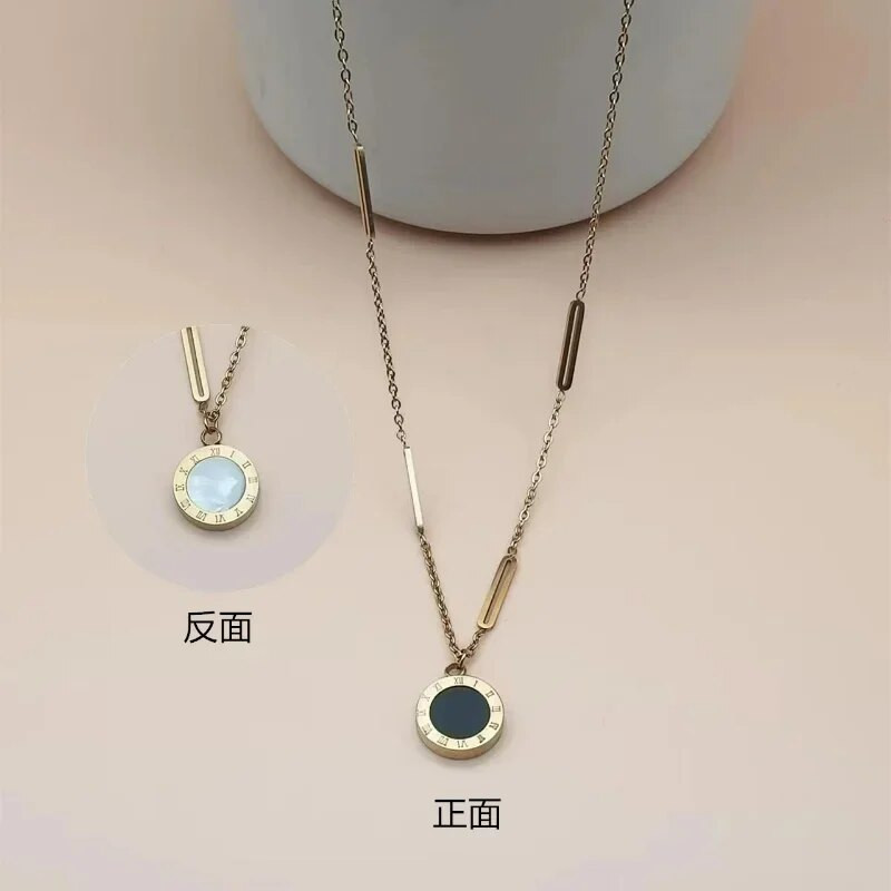 Klasikiniai madingi nerūdijančio plieno romėnų skaitmeniniai vaflių pakabukai, 2023 m. madingi papuošalai, seksualūs moteriški kalėdiniai karoliai