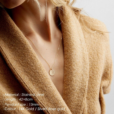 Minimalistička okrugla ogrlica s privjeskom za žene Ogrlica od nehrđajućeg čelika za ključnu kost s dugim lancem Modni nakit Impresivan poklon za djevojku