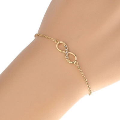 Shuangshuo 2022 Jauna modes bezgalības rokassprādze sievietēm ar kristāla akmeņiem Rokassprādze Infinity Number 8 ķēdes rokassprādzes Bileklik