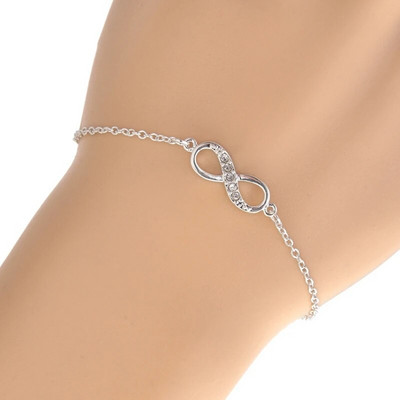 Shuangshuo 2022 Jauna modes bezgalības rokassprādze sievietēm ar kristāla akmeņiem Rokassprādze Infinity Number 8 ķēdes rokassprādzes Bileklik