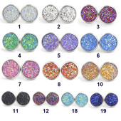 12 mm okrúhle živicové náušnice Druzy, dámske šperky, darčekové náušnice, trblietavé vysoko kvalitné módne šperky.