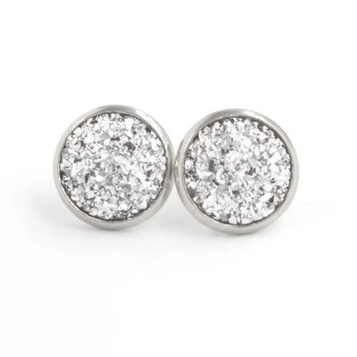 12 mm okrúhle živicové náušnice Druzy, dámske šperky, darčekové náušnice, trblietavé vysoko kvalitné módne šperky.