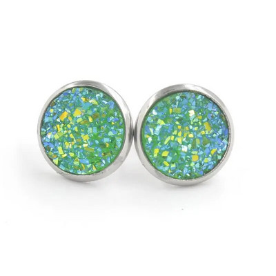 12 mm okrúhle živicové náušnice Druzy, dámske šperky, darčekové náušnice, trblietavé vysoko kvalitné módne šperky.