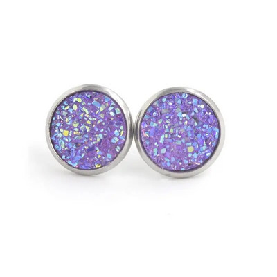 12 mm okrúhle živicové náušnice Druzy, dámske šperky, darčekové náušnice, trblietavé vysoko kvalitné módne šperky.