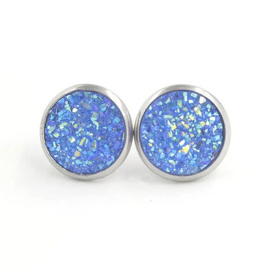 12 mm okrúhle živicové náušnice Druzy, dámske šperky, darčekové náušnice, trblietavé vysoko kvalitné módne šperky.