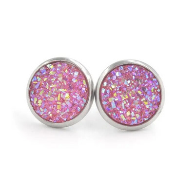 12 mm okrúhle živicové náušnice Druzy, dámske šperky, darčekové náušnice, trblietavé vysoko kvalitné módne šperky.
