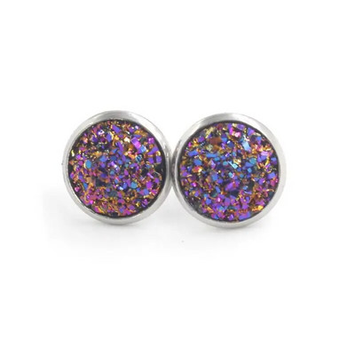 12 mm okrúhle živicové náušnice Druzy, dámske šperky, darčekové náušnice, trblietavé vysoko kvalitné módne šperky.