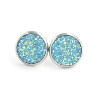 12 mm okrúhle živicové náušnice Druzy, dámske šperky, darčekové náušnice, trblietavé vysoko kvalitné módne šperky.