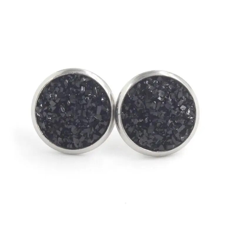 12 mm okrúhle živicové náušnice Druzy, dámske šperky, darčekové náušnice, trblietavé vysoko kvalitné módne šperky.